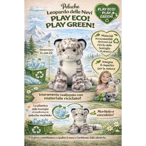 PELUCHE LEOPARDO DELLE NEVI GRS CM. 25 PLASTICA RECICLATA LELLY - 800066