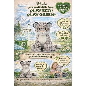 PELUCHE LEOPARDO DELLE NEVI GRS CM. 30 PLASTICA RECICLATA LELLY - 800067