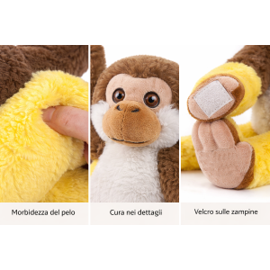 PELUCHE SCIMMIA CON VELCRO 39 CM PUPAZZO REALIZZATO IN PLASTICA RECICLATA - 800235/1