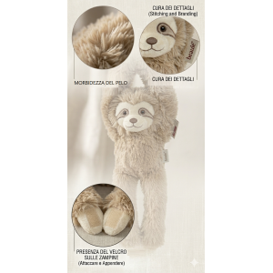 PELUCHE BRADIPO CON VELCRO 39 CM PUPAZZO REALIZZATO IN PLASTICA RECICLATA - 800235/3