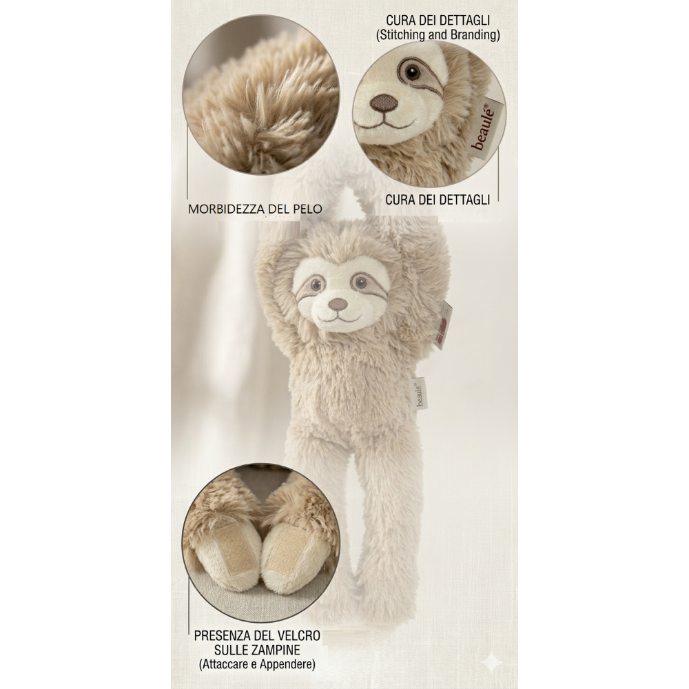 PELUCHE BRADIPO CON VELCRO 39 CM PUPAZZO REALIZZATO IN PLASTICA RECICLATA - 800235/3