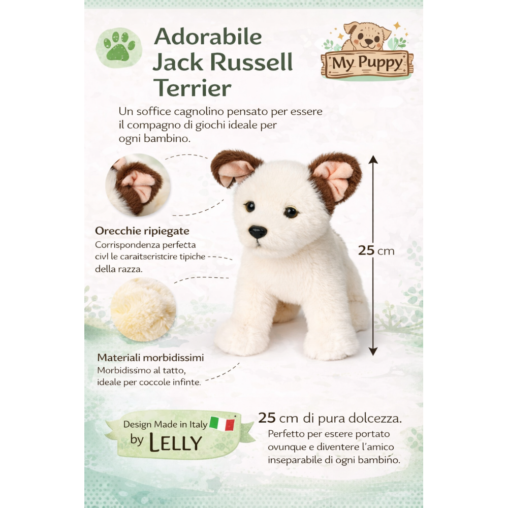 PELUCHE JACK RUSSELL CM 25 PUPAZZO PER BAMBINI LELLY - 642308