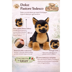 PELUCHE PASTORE TEDESCO CM 25 PUPAZZO PER BAMBINI LELLY - 642308