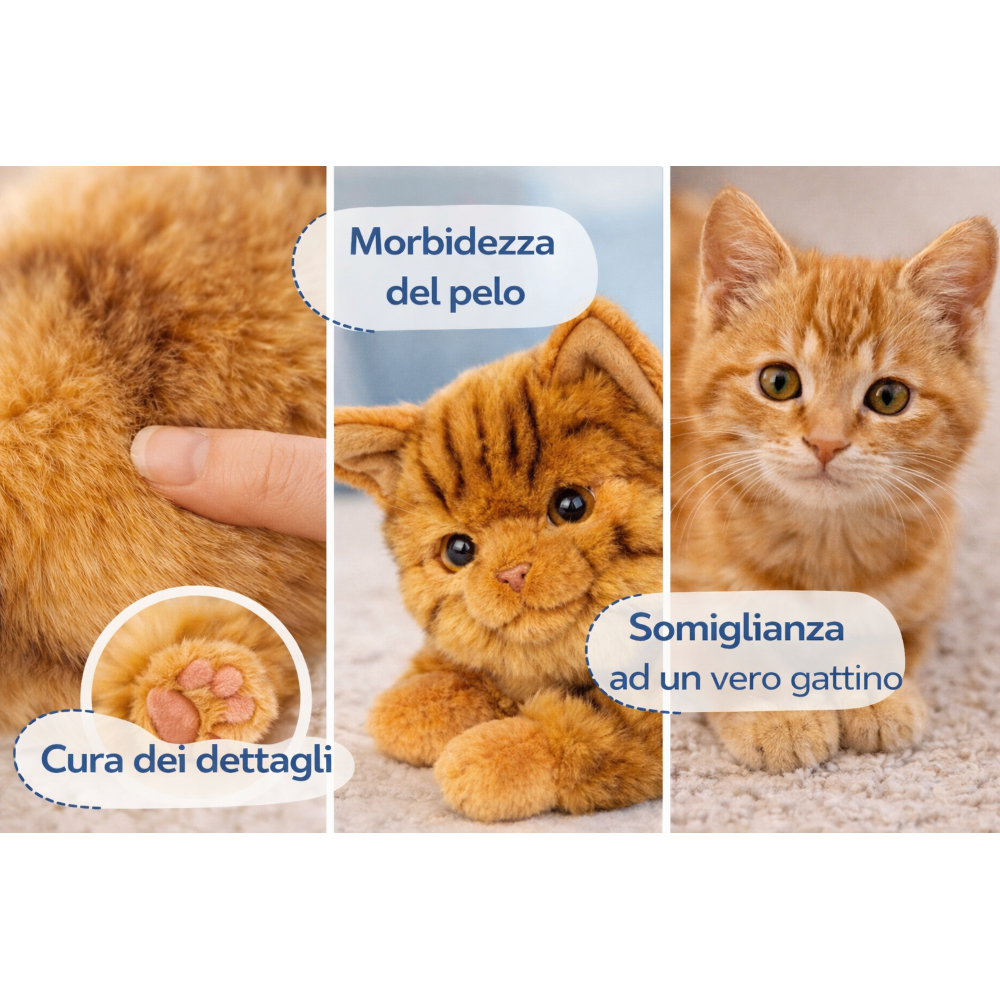 PELUCHE GATTO MILU CM 25 PUPAZZO GATTO ARANCIONE PER BAMBINI LELLY - 631904