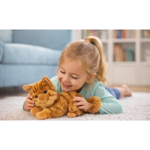 PELUCHE GATTO MILU CM 25 PUPAZZO GATTO ARANCIONE PER BAMBINI LELLY - 631904