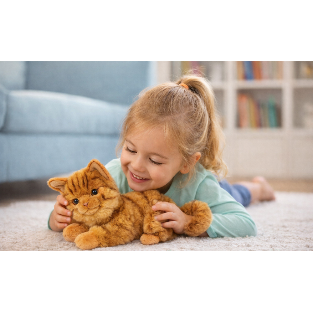 PELUCHE GATTO MILU CM 25 PUPAZZO GATTO ARANCIONE PER BAMBINI LELLY - 631904