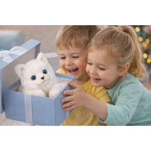 PELUCHE GATTO MILU CM 25 PUPAZZO GATTO BIANCO PER BAMBINI LELLY - 631904