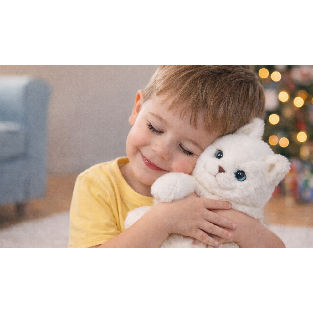 PELUCHE GATTO MILU CM 25 PUPAZZO GATTO BIANCO PER BAMBINI LELLY - 631904