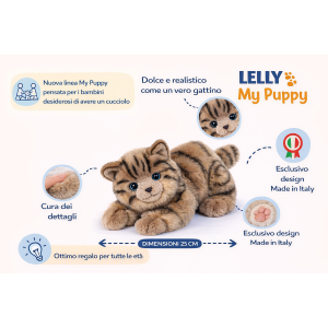 PELUCHE GATTO MILU CM 25 PUPAZZO GATTO GRIGIO PER BAMBINI LELLY - 631904