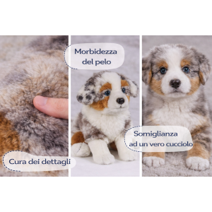 PELUCHE CANE PASTORE AUSTRALIANO CM 25 PUPAZZO CUCCIOLO PER BAMBINI LELLY - 642310