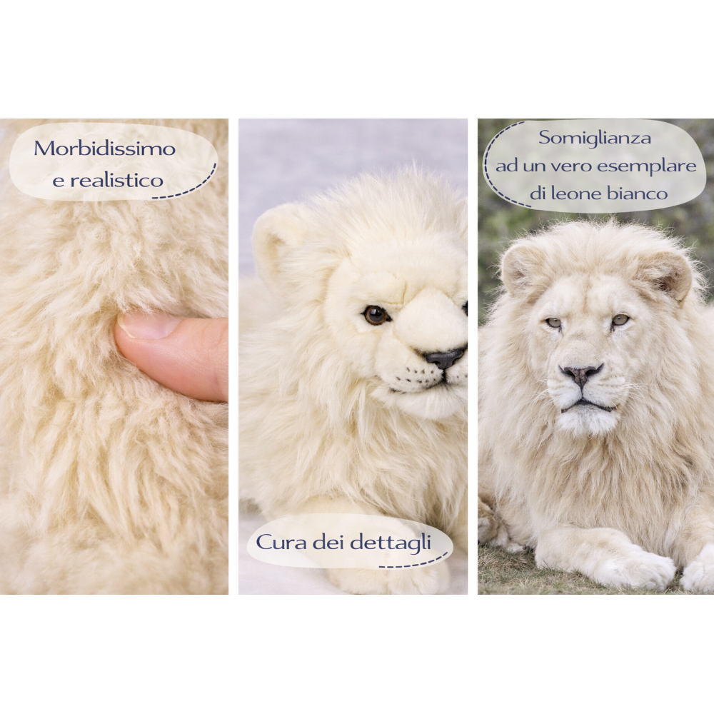 PELUCHE LEONE BIANCO CM 53 PUPAZZO PER BAMBINI LELLY - 650014