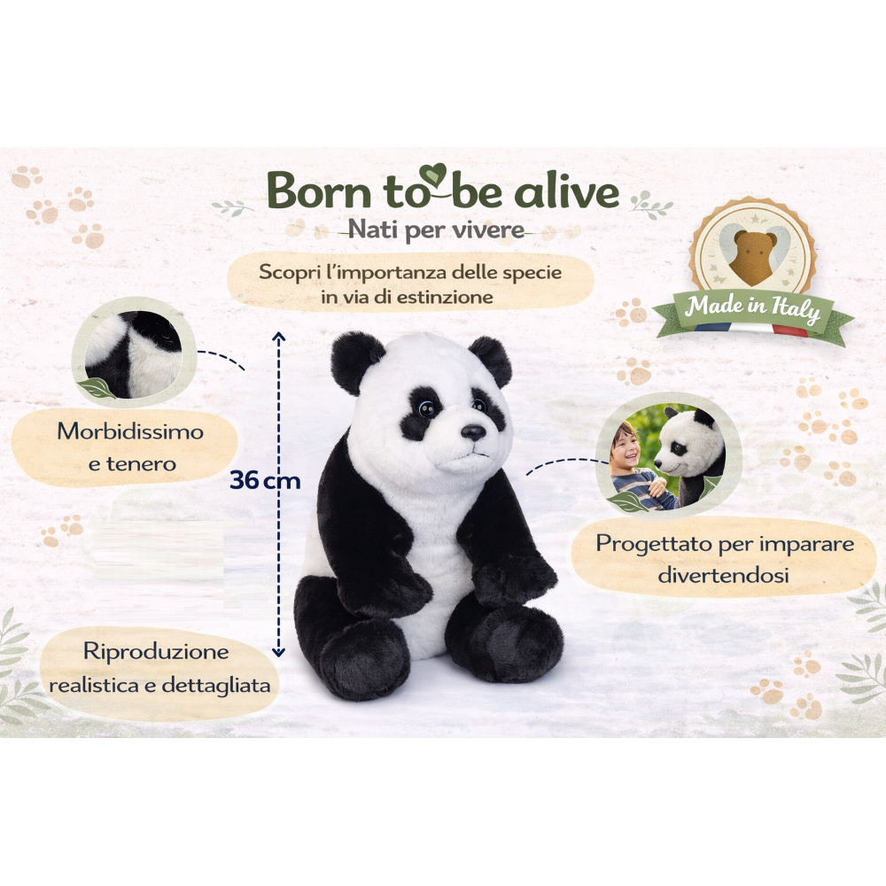 PELUCHE PANDA CM 36 PUPAZZO PER BAMBINI LELLY - 650033