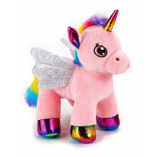 PELUCHE UNICORNO ROSA CM 25 PUPAZZO PER BAMBINI CON DETTAGLI GLITTERATI LELLY - 721012
