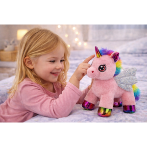 PELUCHE UNICORNO ROSA CM 25 PUPAZZO PER BAMBINI CON DETTAGLI GLITTERATI LELLY - 721012