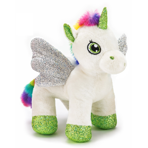 PELUCHE UNICORNO BIANCO CM 25 PUPAZZO PER BAMBINI CON DETTAGLI GLITTERATI LELLY - 721012