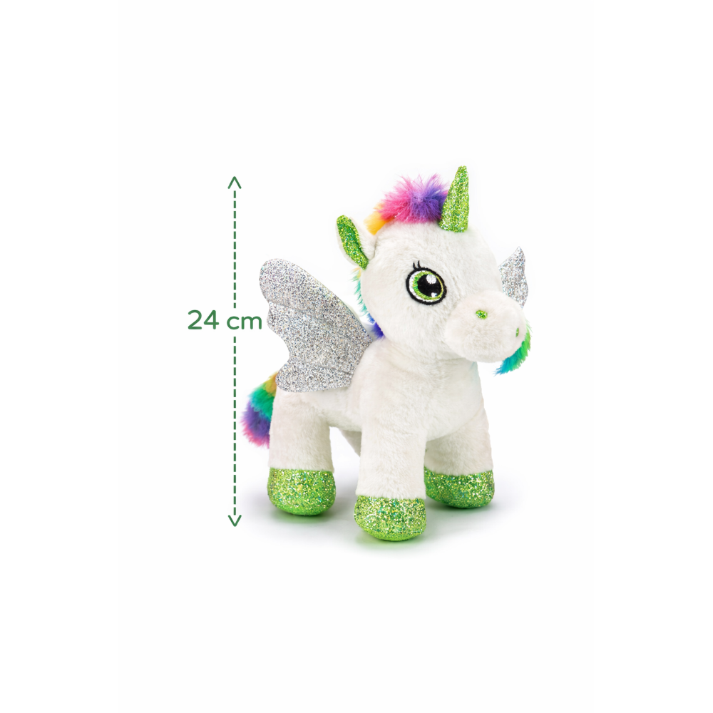 PELUCHE UNICORNO BIANCO CM 25 PUPAZZO PER BAMBINI CON DETTAGLI GLITTERATI LELLY - 721012