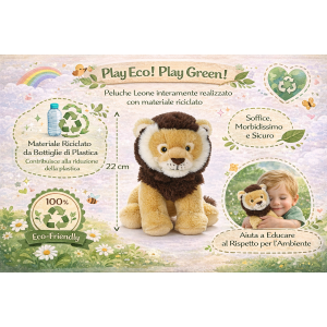 PELUCHE LEONE GRS CM. 25 PLASTICA RECICLATA LELLY - 800068