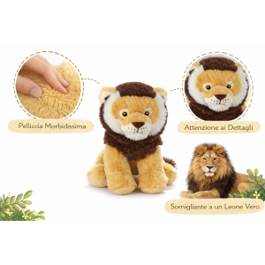 PELUCHE LEONE GRS CM. 30 PLASTICA RECICLATA LELLY - 800069