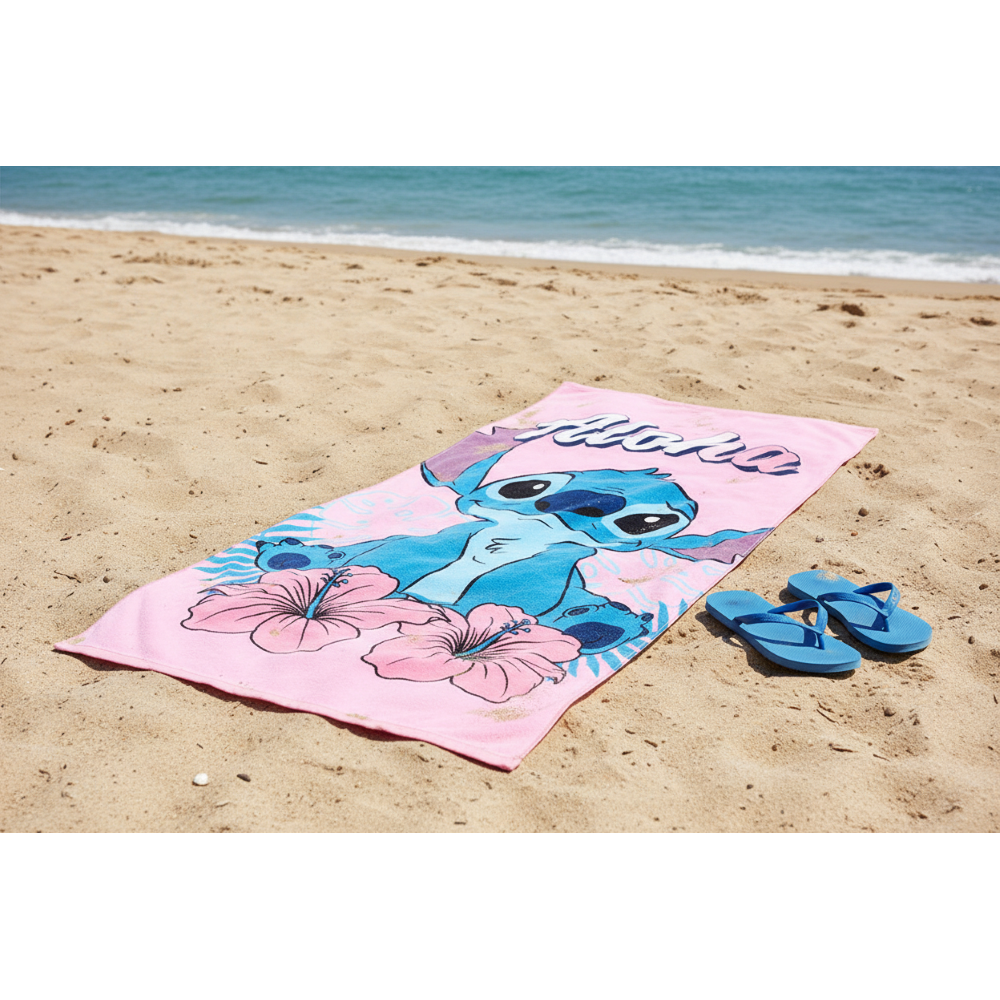 TELO MARE STITCH DISNEY 140 X 70 CM IN COTONE ASCIUGAMANO BAMBINI PER SPIAGGIA PISCINA - EZ18082