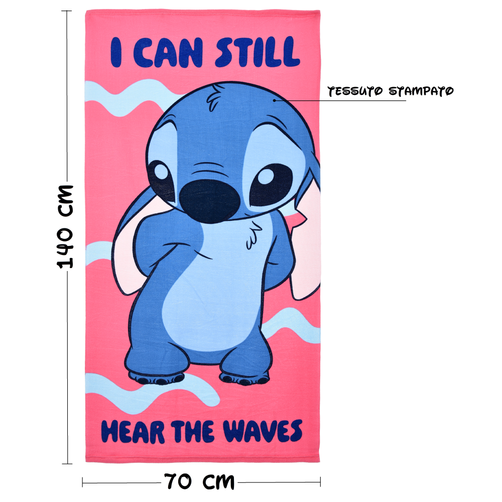 TELO MARE STITCH DISNEY MICROFIBRA ASCIUGAMANO BAMBINE IDEALE SPIAGGIA PISCINA - EZ18081