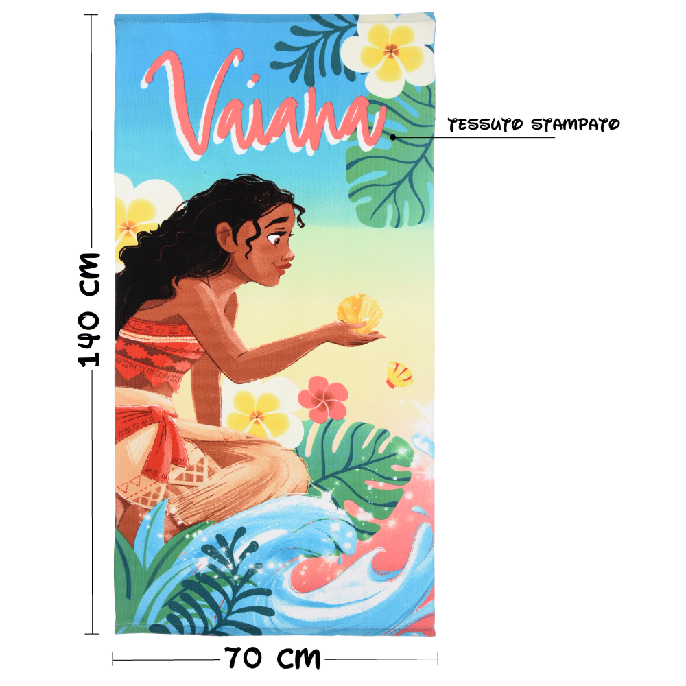 TELO MARE VAIANA OCEANIA MICROFIBRA ASCIUGAMANO BAMBINE IDEALE SPIAGGIA PISCINA - EZ18050