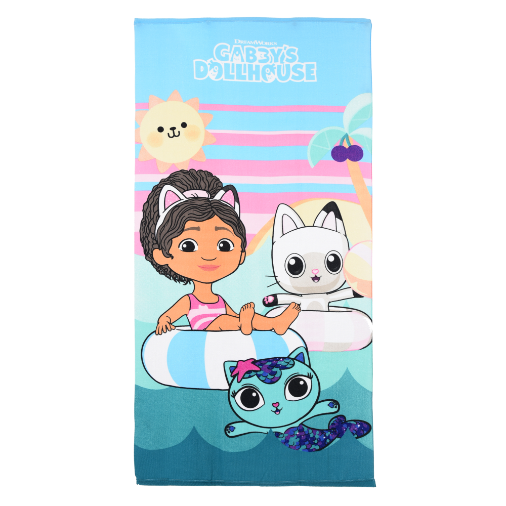 TELO MARE GABBY'S DOLLHOUSE MICROFIBRA ASCIUGAMANO BAMBINE IDEALE SPIAGGIA PISCINA - EZ18037