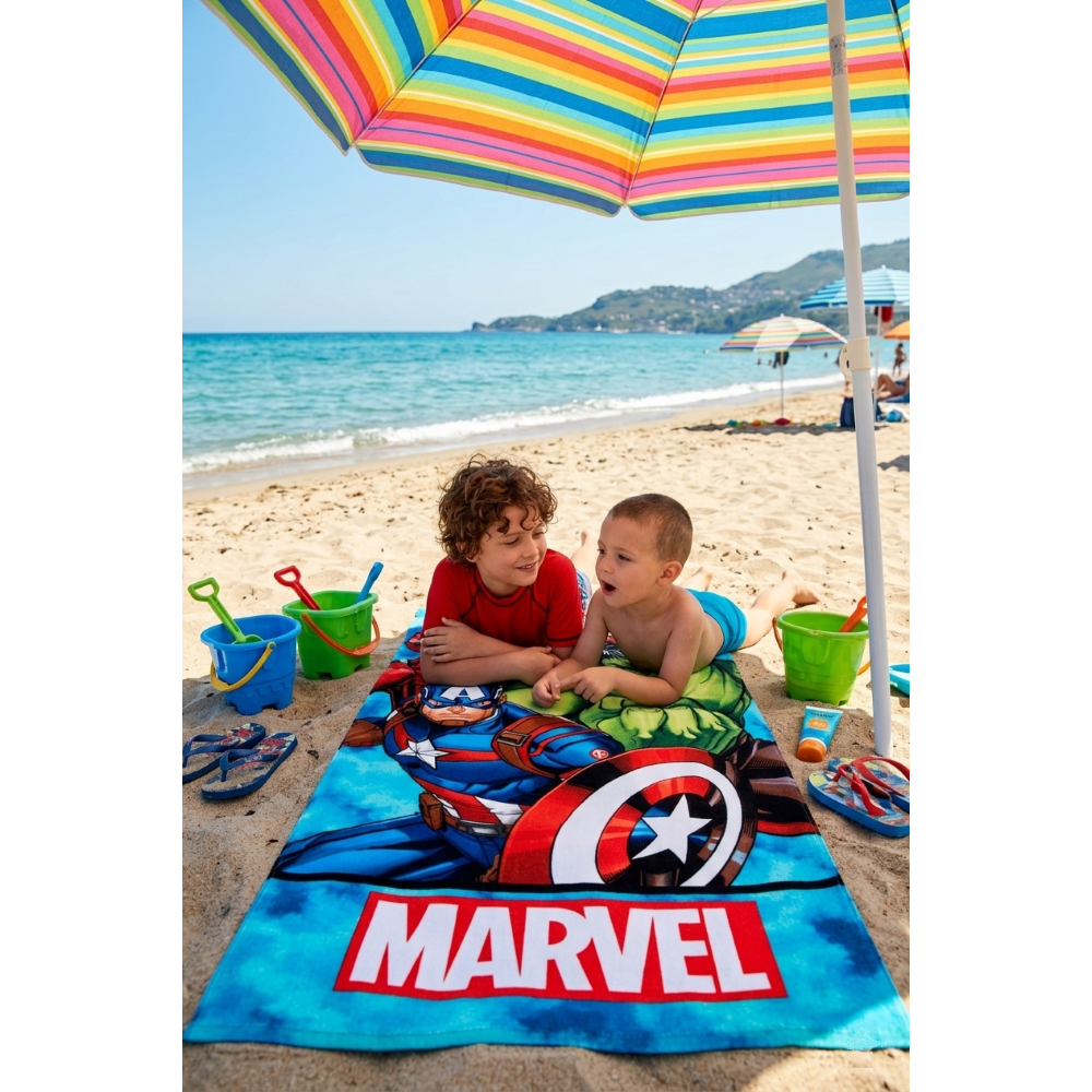 TELO MARE AVENGERS MARVEL MICROFIBRA ASCIUGAMANO BAMBINI IDEALE SPIAGGIA PISCINA - EZ18189