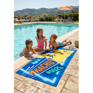 TELO MARE PIKACHU IN COTONE ASCIUGAMANO POKÉMON BAMBINI IDEALE SPIAGGIA PISCINA - EZ18141