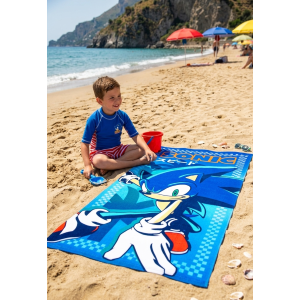 TELO MARE SONIC THE HEDGEHOG MICROFIBRA ASCIUGAMANO BAMBINI IDEALE SPIAGGIA PISCINA - EZ18142