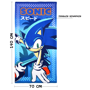 TELO MARE SONIC THE HEDGEHOG MICROFIBRA ASCIUGAMANO BAMBINI IDEALE SPIAGGIA PISCINA - EZ18142