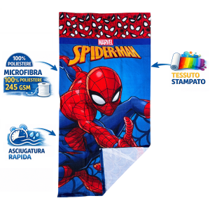 TELO MARE SPIDERMAN MARVEL ASCIUGAMANO PER BAMBINI IN MICROFIBRA CM 140X70 - SPI37-6108