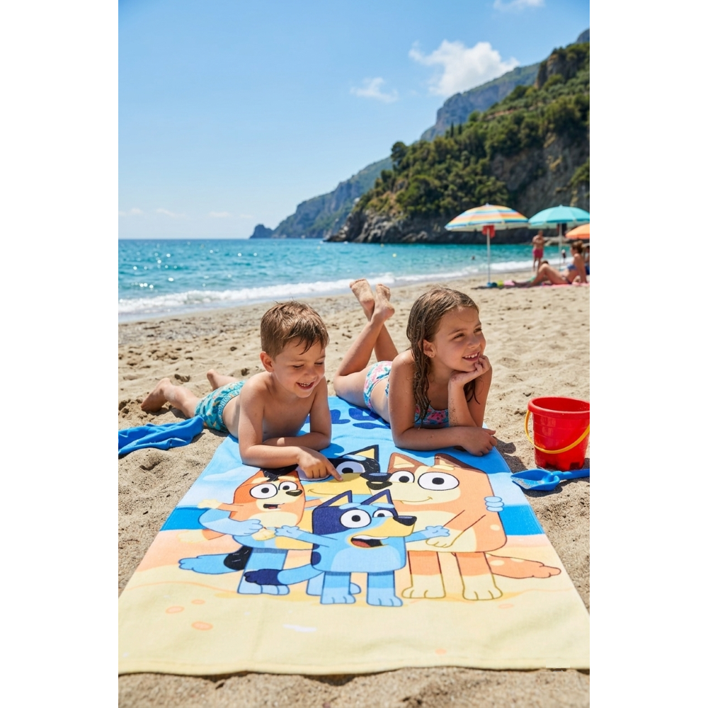 TELO MARE BLUEY BINGO MICROFIBRA ASCIUGAMANO BAMBINI IDEALE SPIAGGIA PISCINA - EZ18114