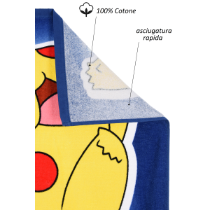 TELO MARE PIKACHU IN COTONE ASCIUGAMANO POKÉMON BAMBINI IDEALE SPIAGGIA PISCINA - EZ18141