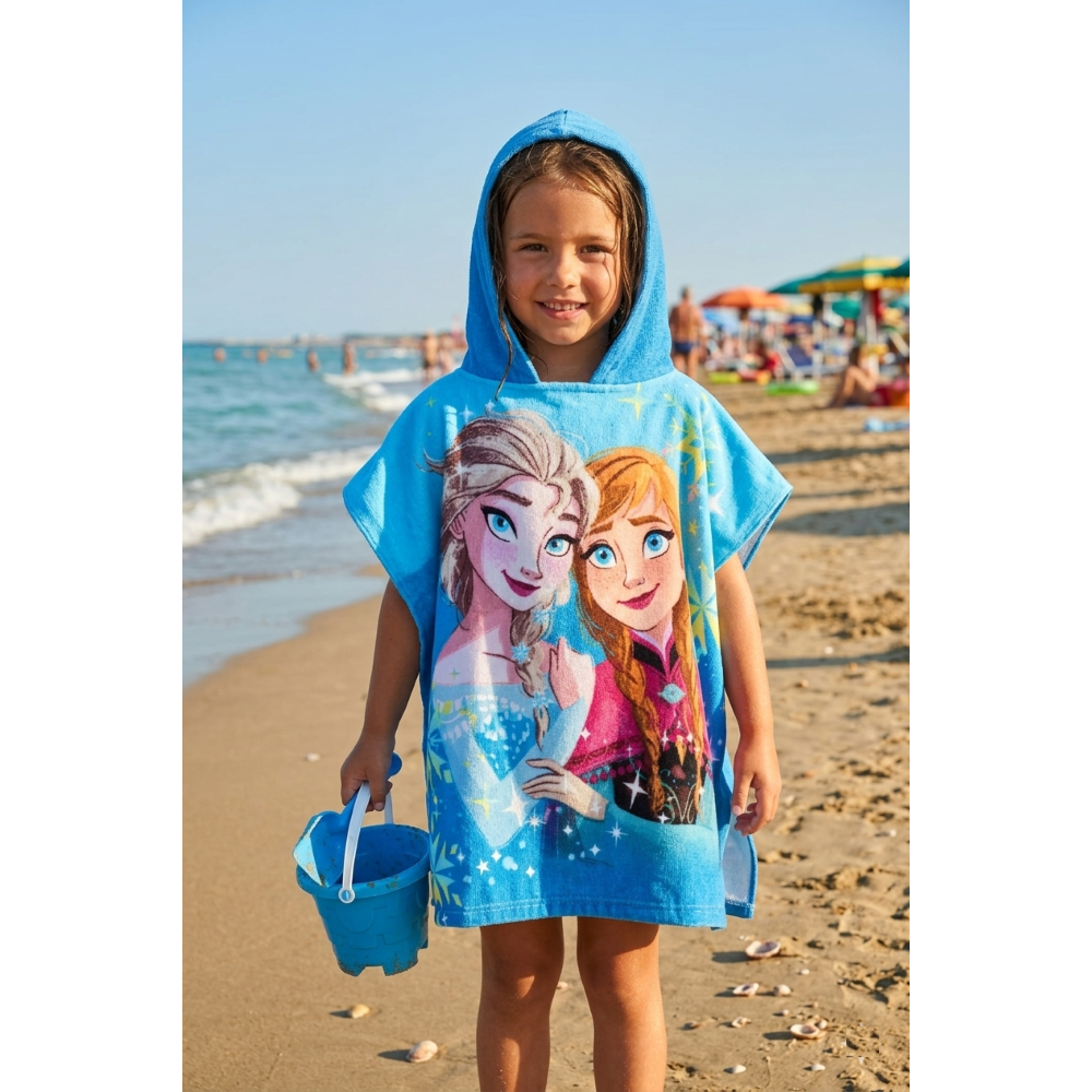 PONCHO MARE FROZEN DISNEY MICROFIBRA ACCAPPATOIO CON CAPPUCCIO 110X55 CM - EZ18058