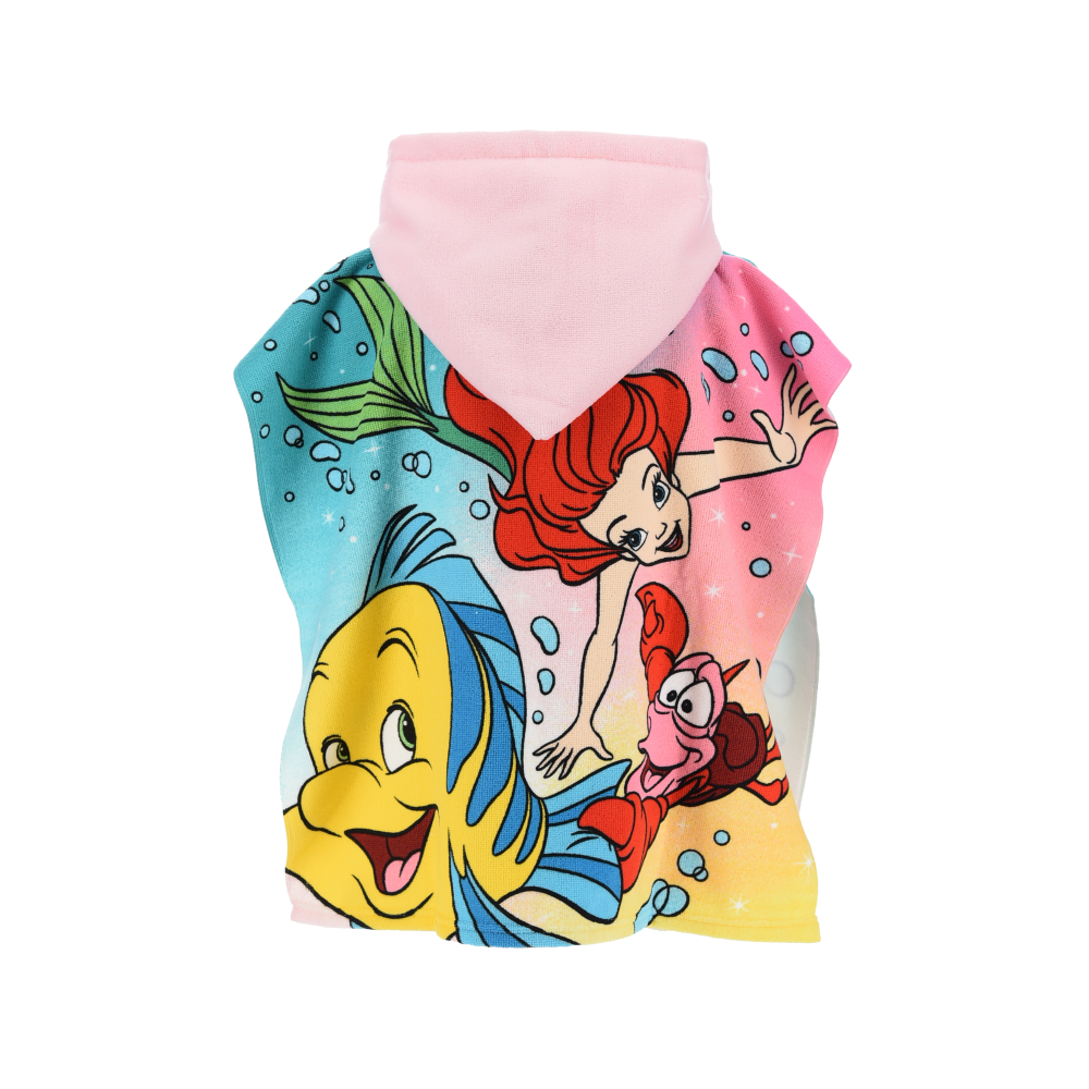 PONCHO MARE LA SIRENETTA ARIEL DISNEY MICROFIBRA ACCAPPATOIO CON CAPPUCCIO 110X55 CM SPIAGGIA PISCINA - EZ18015