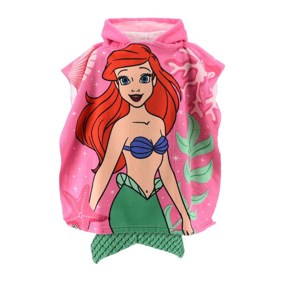 PONCHO MARE ARIEL DISNEY 110 X 55 CM CON CODA ACCAPPATOIO PER BAMBINE MICROFIBRA - EZ18014