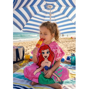 PONCHO MARE ARIEL DISNEY 110 X 55 CM CON CODA ACCAPPATOIO PER BAMBINE MICROFIBRA - EZ18014
