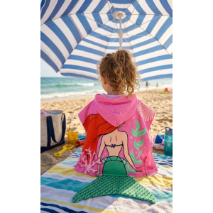 PONCHO MARE ARIEL DISNEY 110 X 55 CM CON CODA ACCAPPATOIO PER BAMBINE MICROFIBRA - EZ18014