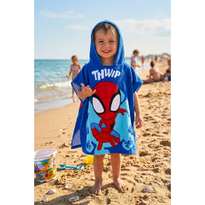 PONCHO MARE SPIDEY MARVEL MICROFIBRA ACCAPPATOIO CON CAPPUCCIO 110X55 CM SPIAGGIA PISCINA - EZ18153