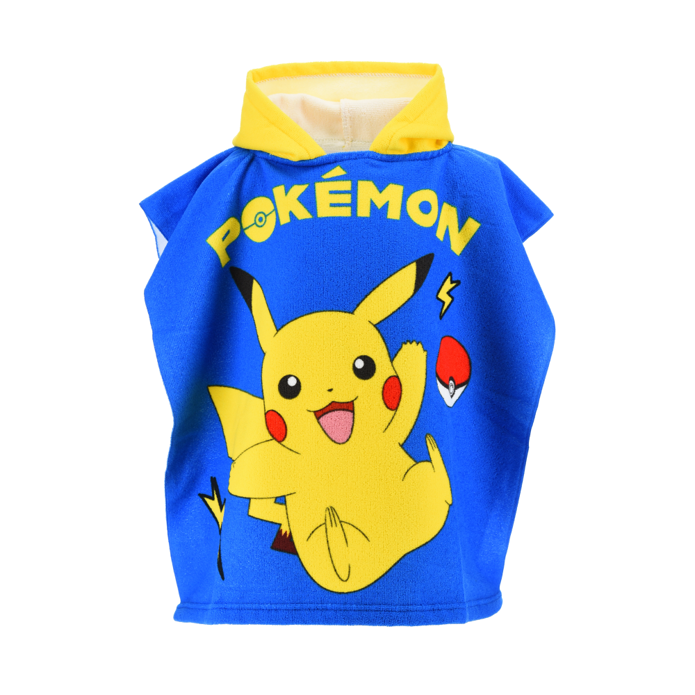 PONCHO MARE PIKACHU POKÉMON MICROFIBRA ACCAPPATOIO CON CAPPUCCIO 110X55 CM SPIAGGIA PISCINA - EZ18137