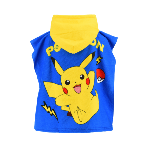 PONCHO MARE PIKACHU POKÉMON MICROFIBRA ACCAPPATOIO CON CAPPUCCIO 110X55 CM SPIAGGIA PISCINA - EZ18137