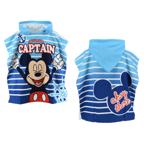 PONCHO MARE TOPOLINO DISNEY MICROFIBRA ACCAPPATOIO CON CAPPUCCIO 110X55 CM SPIAGGIA PISCINA - EZ18121