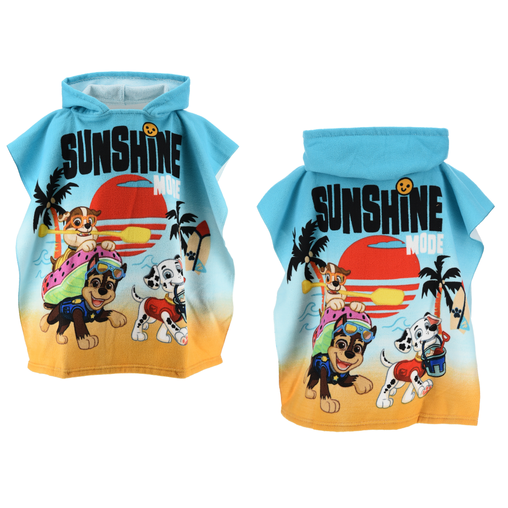 PONCHO MARE PAW PATROL MICROFIBRA ACCAPPATOIO CON CAPPUCCIO 110X55 CM SPIAGGIA PISCINA - EZ18123
