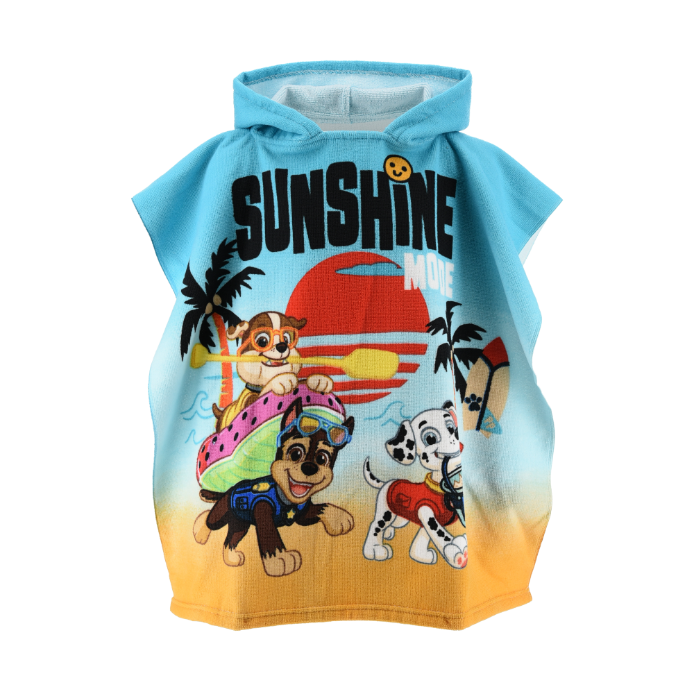 PONCHO MARE PAW PATROL MICROFIBRA ACCAPPATOIO CON CAPPUCCIO 110X55 CM SPIAGGIA PISCINA - EZ18123
