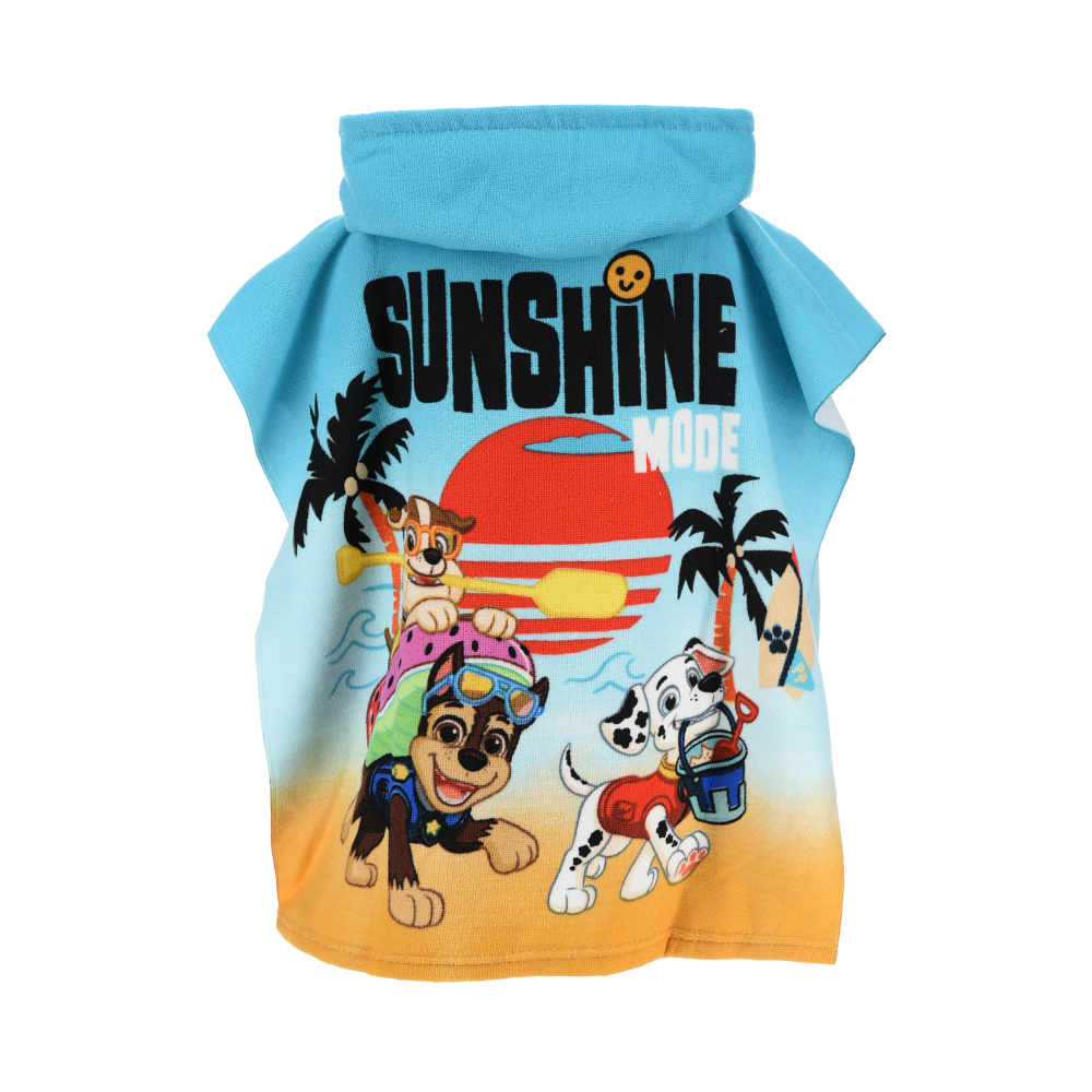 PONCHO MARE PAW PATROL MICROFIBRA ACCAPPATOIO CON CAPPUCCIO 110X55 CM SPIAGGIA PISCINA - EZ18123