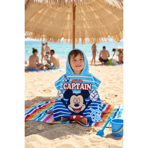 PONCHO MARE TOPOLINO DISNEY MICROFIBRA ACCAPPATOIO CON CAPPUCCIO 110X55 CM SPIAGGIA PISCINA - EZ18121
