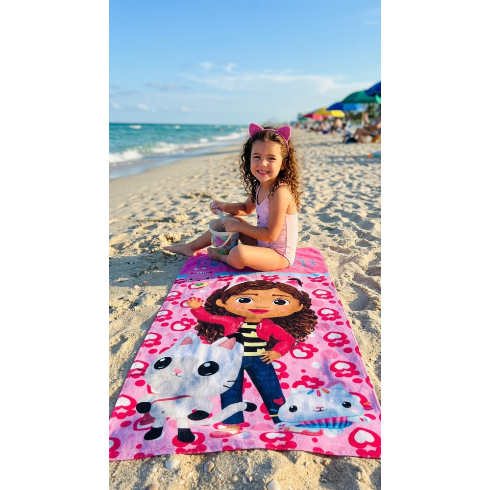 TELO MARE GABBY'S DOLLHOUSE ASCIUGAMANO PER BAMBINI IN MICROFIBRA CM 140X70 - GAB37-6113