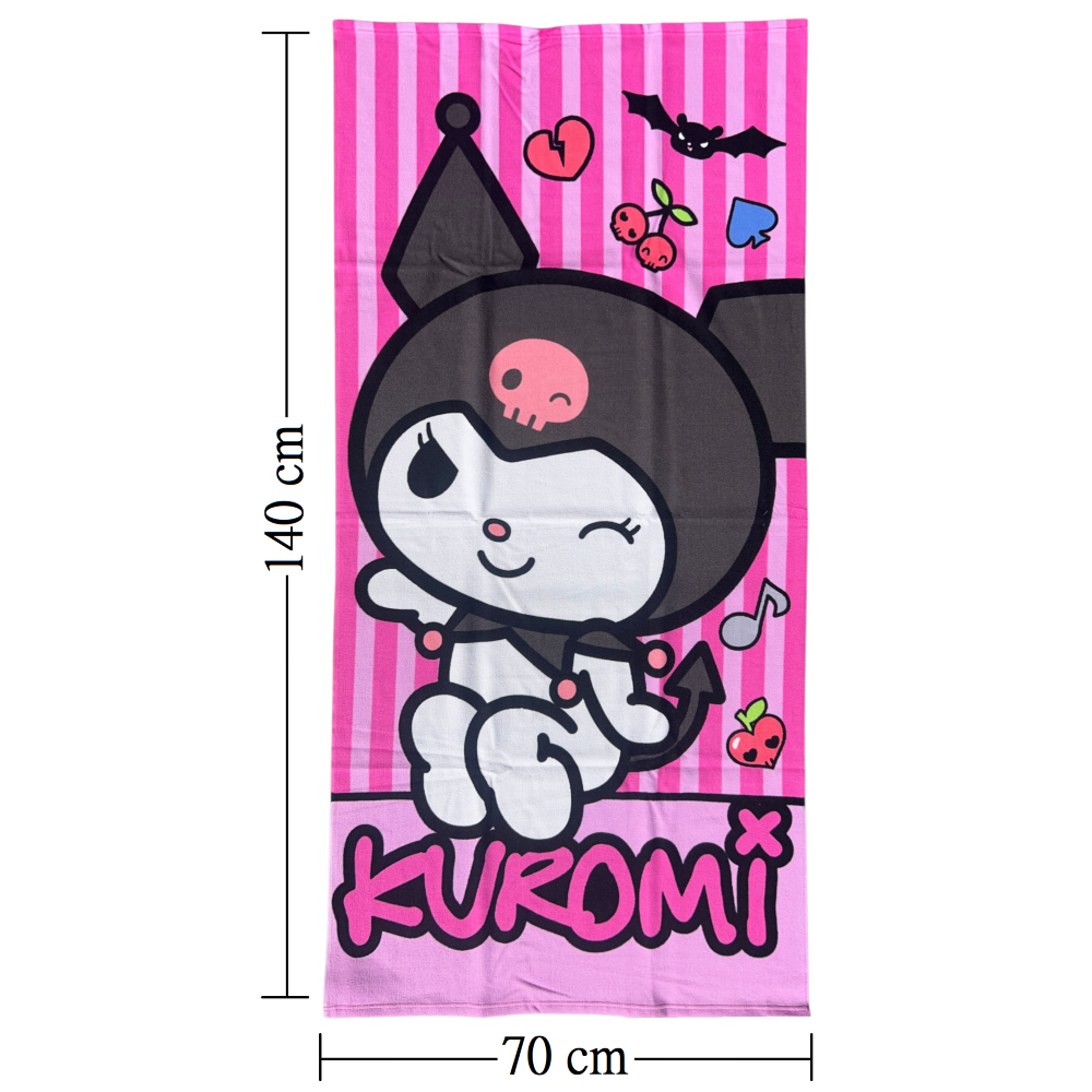 TELO MARE KUROMI SANRIO ASCIUGAMANO PER BAMBINI IN MICROFIBRA CM 140X70 - HK37-0804
