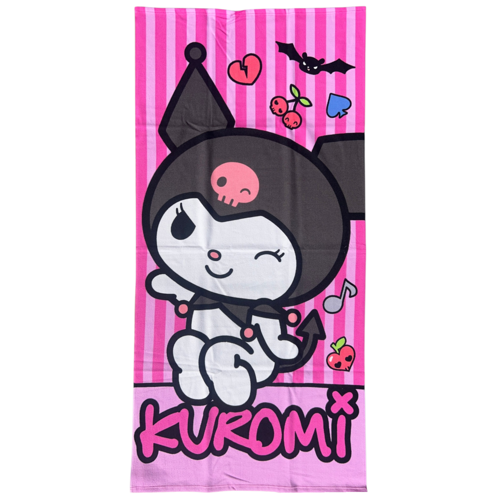 TELO MARE KUROMI SANRIO ASCIUGAMANO PER BAMBINI IN MICROFIBRA CM 140X70 - HK37-0804