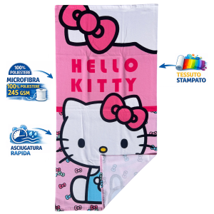 TELO MARE HELLO KITTY SANRIO ASCIUGAMANO PER BAMBINI IN MICROFIBRA CM 140X70 - HK37-0025